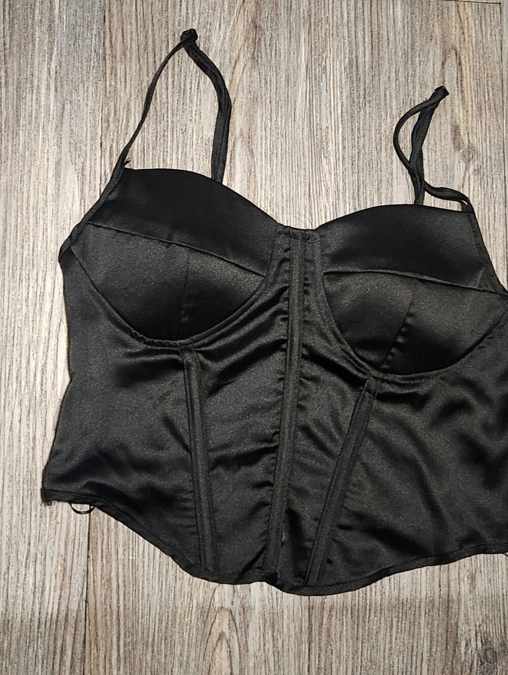 Black Satin Bustier Corset Top - Women Intimates